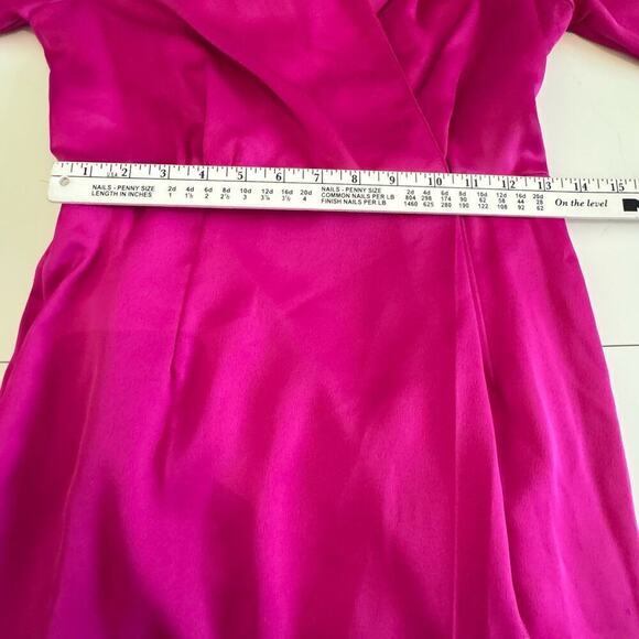Taylor Wrap Dress Long Sleeve Magenta Pink Size 4 - Picture 11 of 14